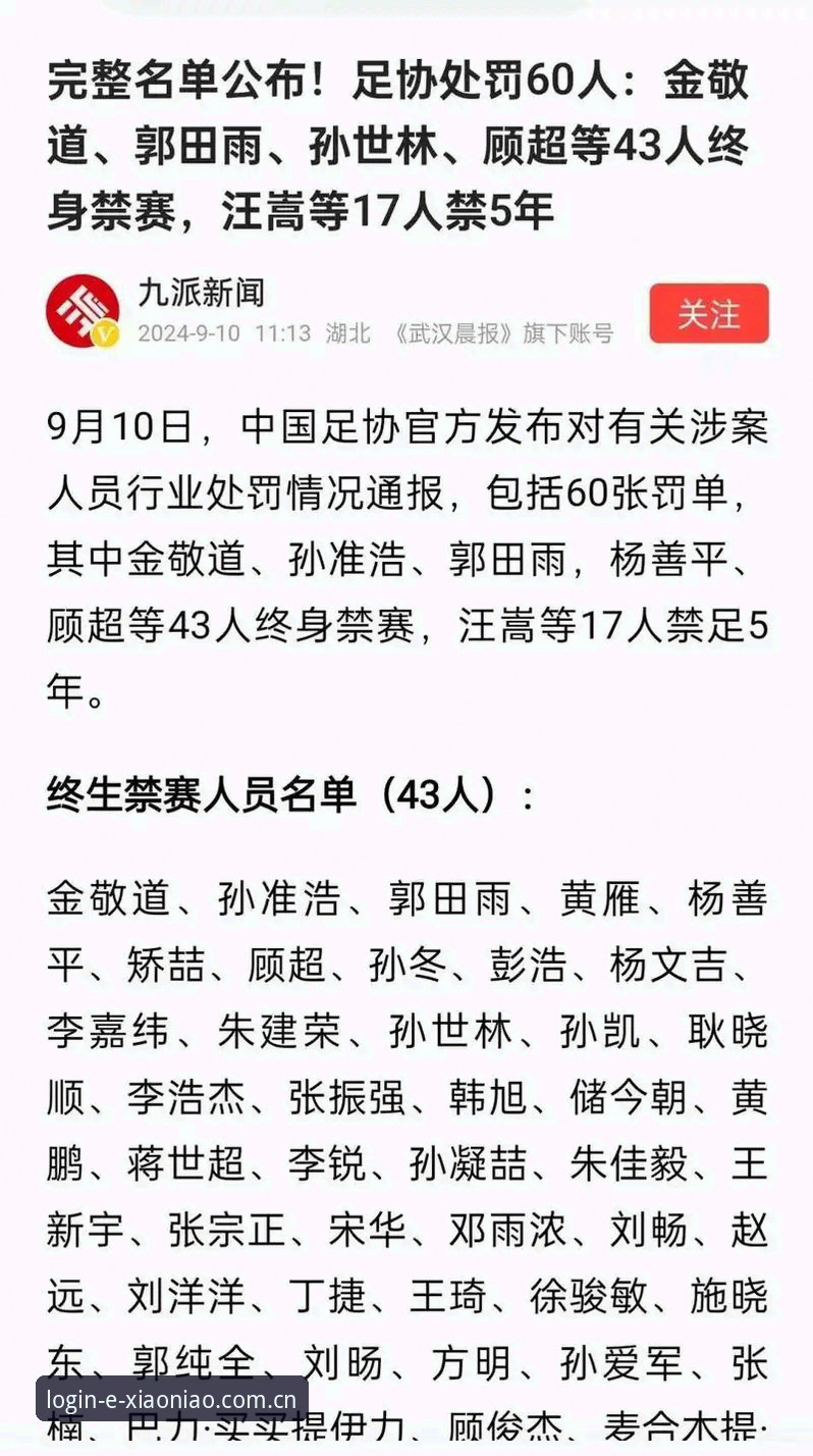足协第三批禁足名单最新动态：65人受罚，17人终身禁赛引发行业地震